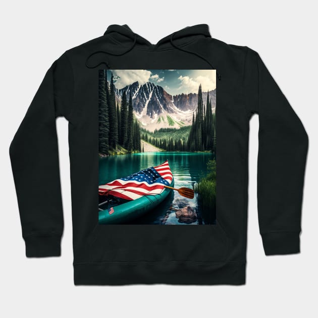 kayak paddle american flag Hoodie by justingreen